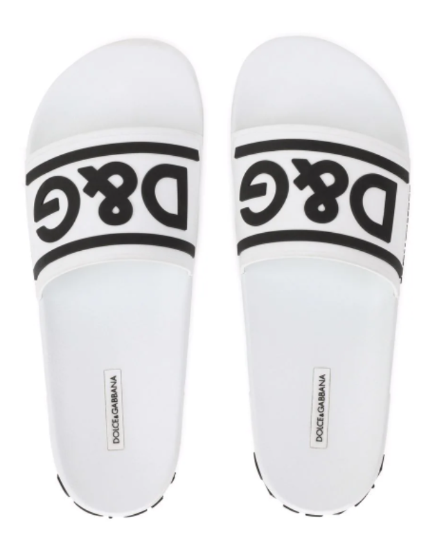 DOLCE & GABANNA LOGO STRAP SLIDES Dolce & Gabbana Black & White Logo Strap Slides Dolce & Gabbana main image 3